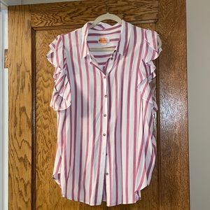 Anthropologie Ruffle Shoulder Blouse